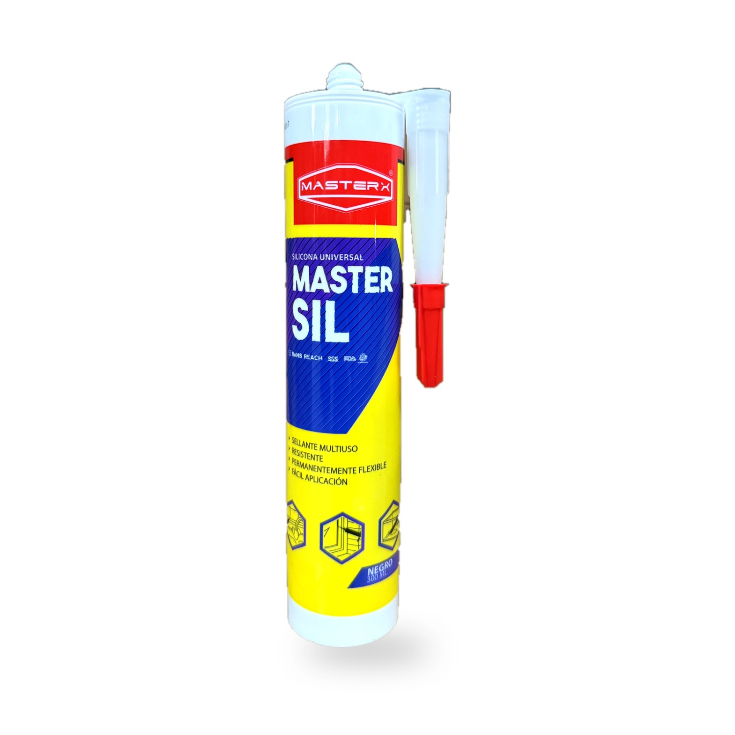 SILICONA NEUTRA NEGRA 300 ML MASTERX