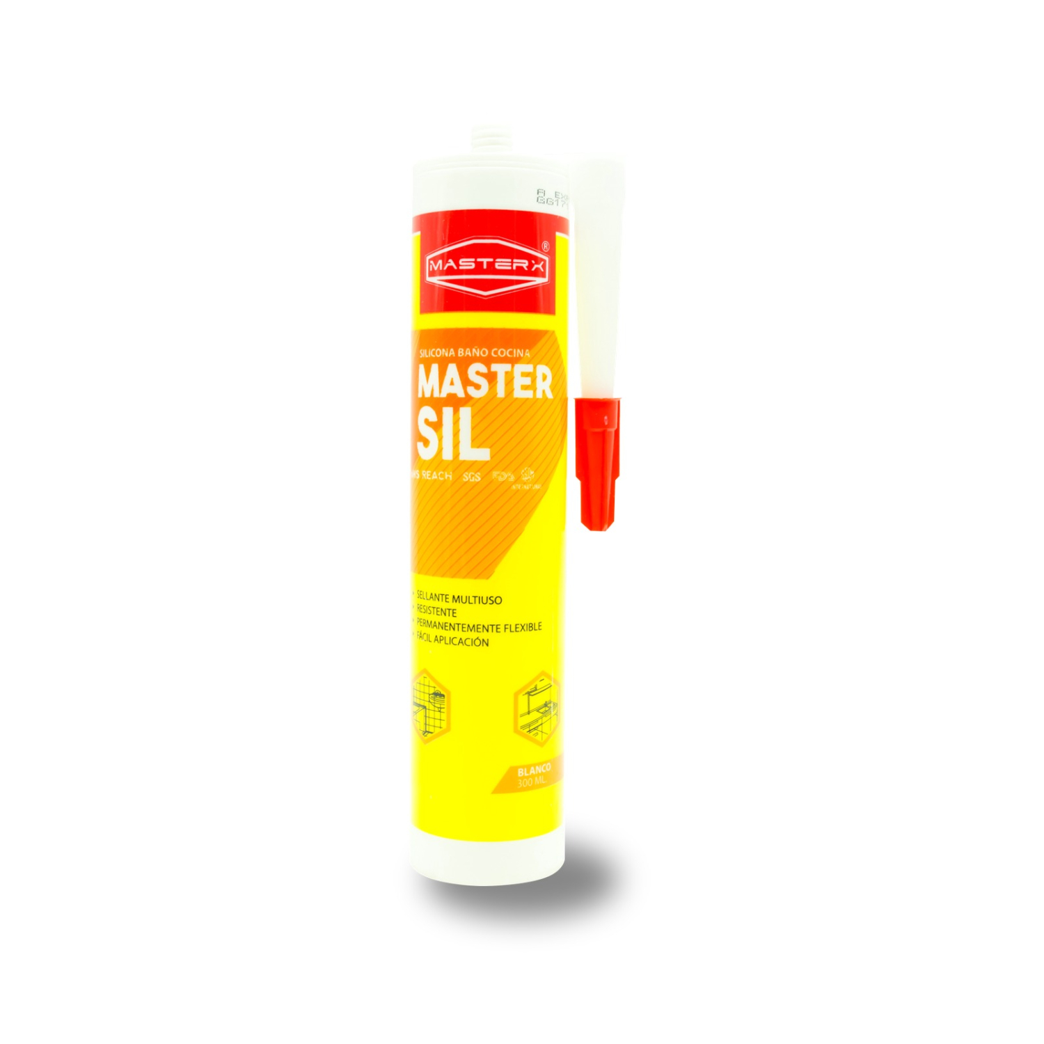 SILICONA PARA BAÑO/COCINA BLANCA 300 ML C/FUNGICIDA MASTERX